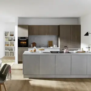 Contur Designküche mit Insel Saphirgrau