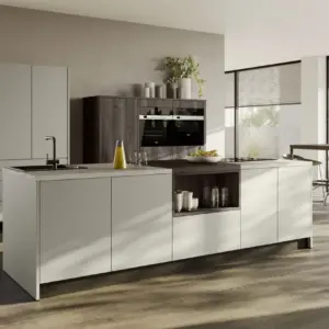 Contur Design Inselküche Kieselgrau